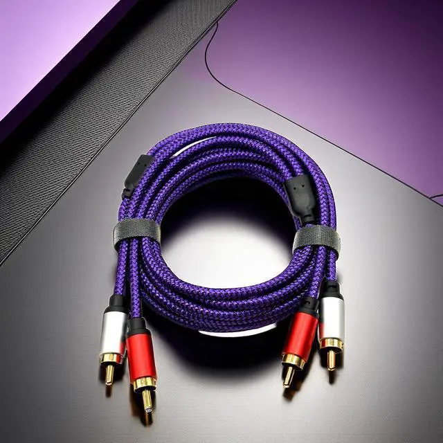 Alt view image 4 of 4 - Two-to-two AV red and white double lotus head audio cable, 2-to-2 RCA cable, Ty, computer,speaker and power amplifer connection cable