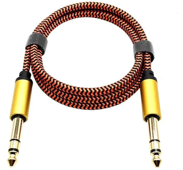 Main image of gold-plated 3-core 6.35mm audio cable for direct connectionbetween two devices (for use with TRS interface of mixing console and guitaramplifier