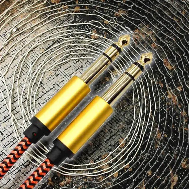 Alt view image 5 of 5 - gold-plated 3-core 6.35mm audio cable for direct connectionbetween two devices (for use with TRS interface of mixing console and guitaramplifier