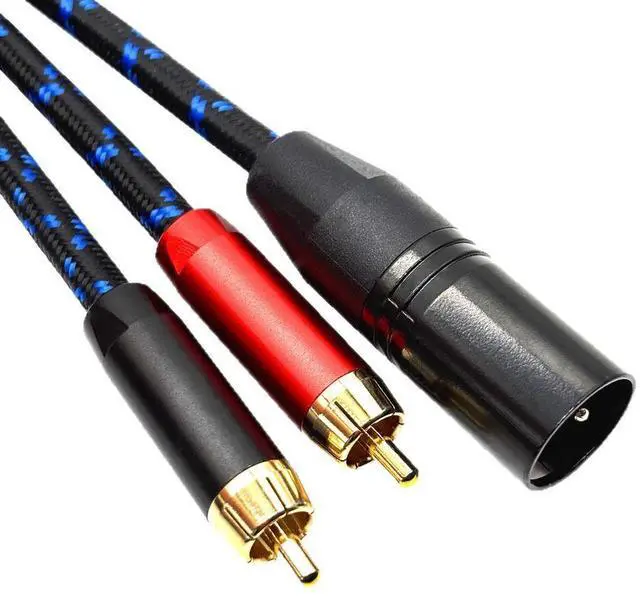 Alt view image 2 of 5 - Cross-border three-core Cardan plug-to-dual lotus microphone mixing console audio connection cable XLRto 2RCA audio cable