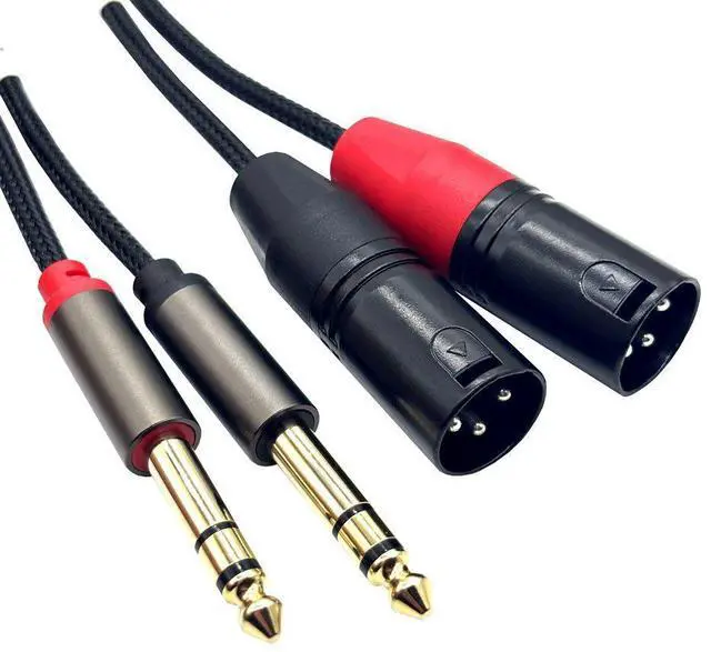 Alt view image 4 of 4 - Gold-plated head double 6.35-inch rotating2 XLR audio mixer with dual lotus turntable and dualXLR6 .5mm power amplifier audio cables  0.6M