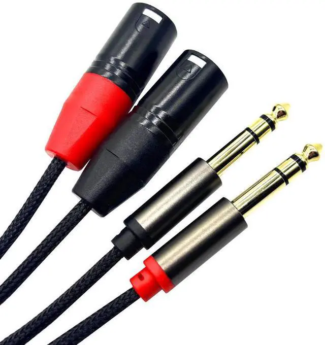 Alt view image 3 of 4 - Gold-plated head double 6.35-inch rotating2 XLR audio mixer with dual lotus turntable and dualXLR6 .5mm power amplifier audio cables  0.6M