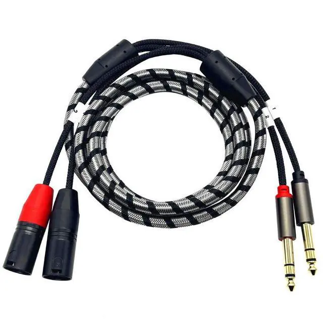 Alt view image 2 of 4 - Gold-plated head double 6.35-inch rotating2 XLR audio mixer with dual lotus turntable and dualXLR6 .5mm power amplifier audio cables  0.6M