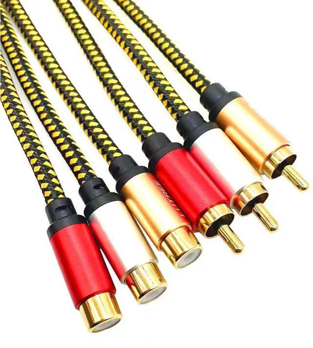 Alt view image 4 of 4 - Lotus Six-Head Video Audio Cable 3RcA Male to female Television, DV Set-top Box, Dance Mat, Game Extension Cable 0.5M