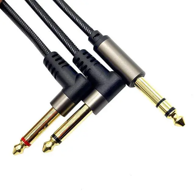 Alt view image 3 of 5 - 6.35mm single-to-dual 6.5 double elbow audio cable forelectronic keyboard, musical instrument, sound card, mixing console, power amplifierand speaker.   1.2M