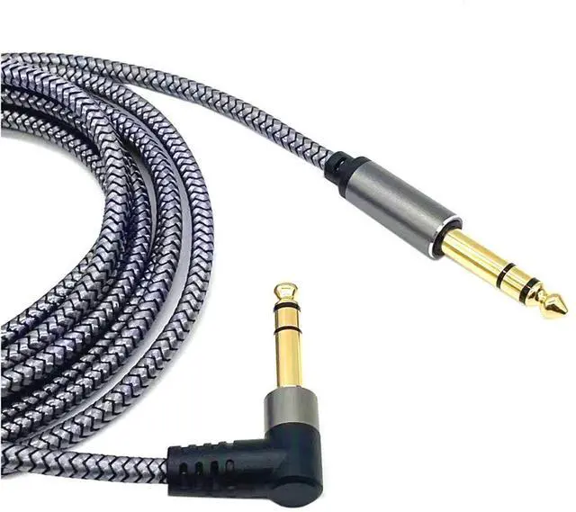 Alt view image 2 of 4 - 6.5 Three-core elbow-shaped audio cable 6.35mm microphone and speaker connection cable 6.5 pair 6 .5 guitar recording cable  2M