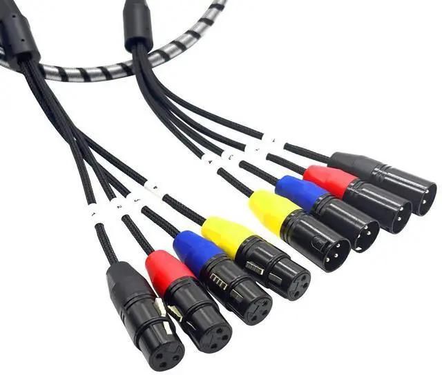 Alt view image 3 of 4 - Multi-core cable, 4-pin Jack connector, microphone 4-channel group, multi-channel stage lighting power amplifier, performance audiocable.signalcable 1M