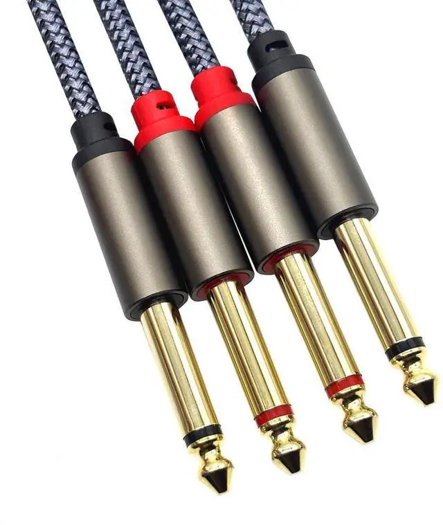 Alt view image 2 of 4 - Dual 6.5 audio cables, microphone instrumenttuning cables, power boxes, guitar, bass speakers, dual 6.35mm guitarcables  2M