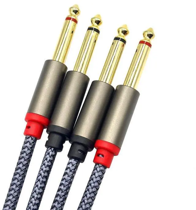 Alt view image 3 of 4 - Dual 6.5 audio cables, microphone instrumenttuning cables, power boxes, guitar, bass speakers, dual 6.35mm guitarcables  2M