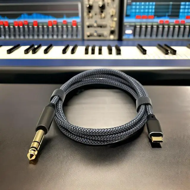 Alt view image 4 of 5 - Type-C to 6.35mm 3-pin audio cable for 6.5mm dual-channel TRS mobile amplifier, speaker, mixing console 0.5M