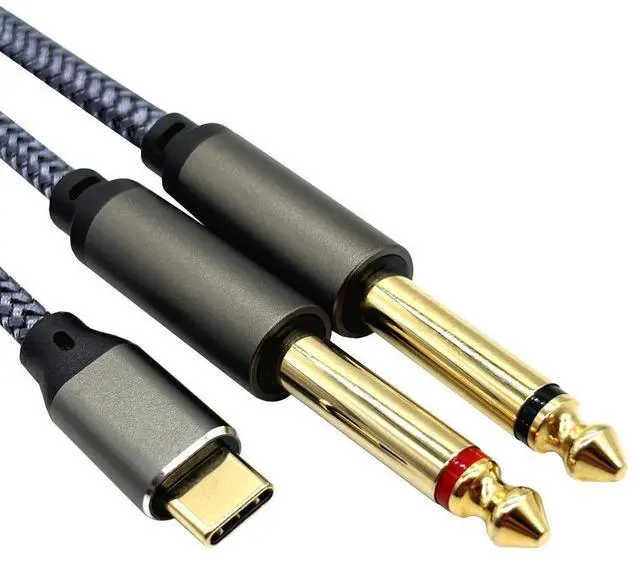 Alt view image 2 of 4 - Type-C to dual 6.5 audio cable for power amplifier and audio system connection 6.35mm microphone and speaker power amplifier mixingconsole   0.5M