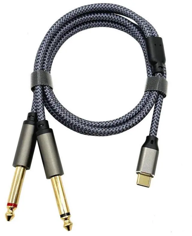 Main image of Type-C to dual 6.5 audio cable for power amplifier and audio system connection 6.35mm microphone and speaker power amplifier mixingconsole   0.5M