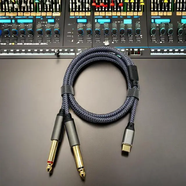 Alt view image 3 of 4 - Type-C to dual 6.5 audio cable for power amplifier and audio system connection 6.35mm microphone and speaker power amplifier mixingconsole   0.5M