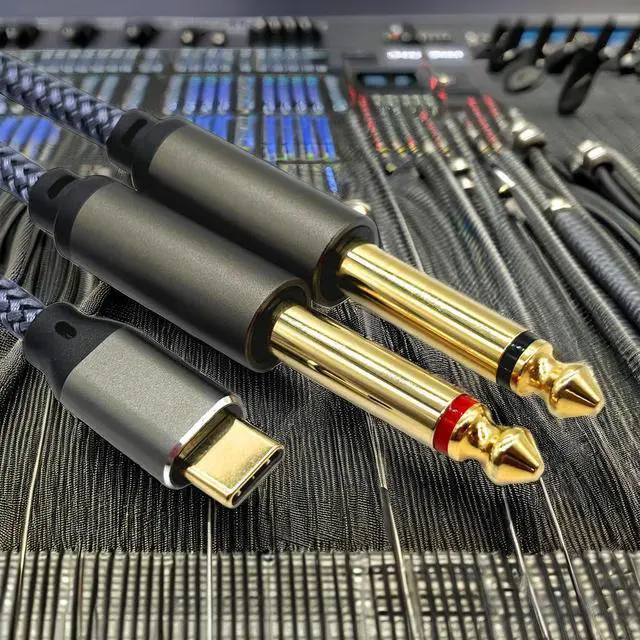 Alt view image 4 of 4 - Type-C to dual 6.5 audio cable for power amplifier and audio system connection 6.35mm microphone and speaker power amplifier mixingconsole   0.5M