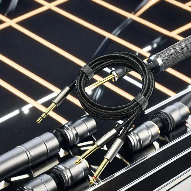 Alt view image 2 of 4 - 6.35mm large three-core to dual 6.5mm large two-core mixing console effects electronic organ audio stage connection cable  1M