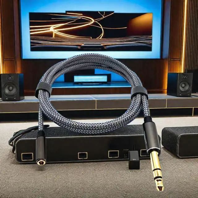 Alt view image 4 of 5 - Gold-plated 6.5mm to 3.5mm audio cable,6.5 male to 3.5 female conversion cable, power amplifier mixer headphone extension cable 1.5M