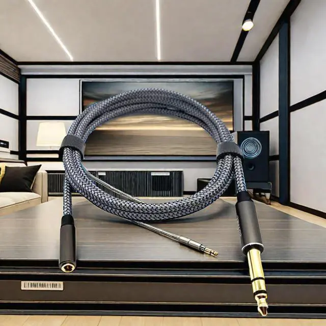 Alt view image 3 of 5 - Gold-plated 6.5mm to 3.5mm audio cable,6.5 male to 3.5 female conversion cable, power amplifier mixer headphone extension cable 1.5M