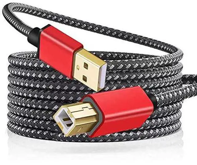 Main image of USB 2.0 Nylon Woven Printer Data Connection Cable -0xygen-Ffree Copper -Computer Notebook Square Port UsB Printing Cable 0.6M