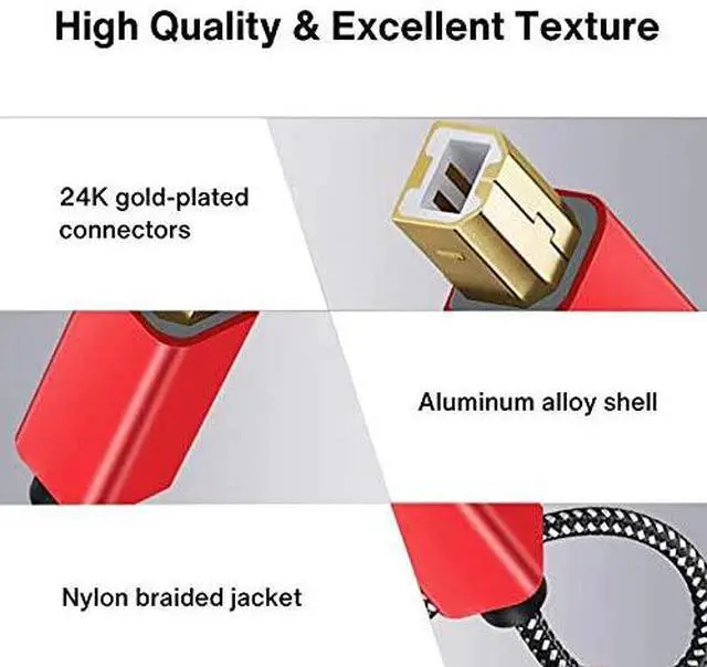 Alt view image 3 of 6 - USB 2.0 Nylon Woven Printer Data Connection Cable -0xygen-Ffree Copper -Computer Notebook Square Port UsB Printing Cable 0.6M