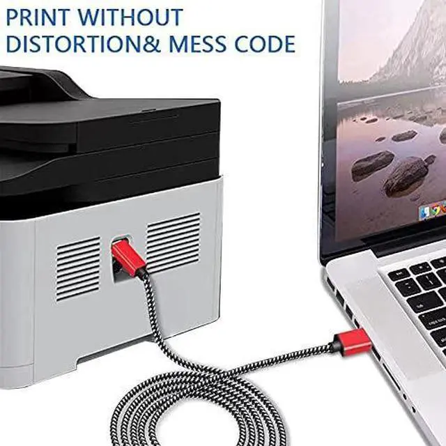 Alt view image 6 of 6 - USB 2.0 Nylon Woven Printer Data Connection Cable -0xygen-Ffree Copper -Computer Notebook Square Port UsB Printing Cable 0.6M