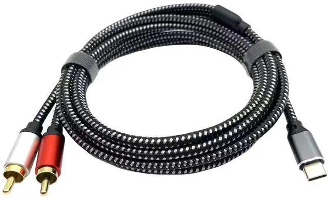 Alt view image 2 of 5 - Type-C converter, Type-C to dual Lotus 2RCA 1-minute 2 audio cable, type-C to 2RCA audio cable 1M