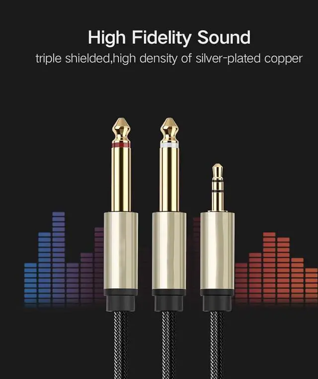 Alt view image 4 of 5 - 3.5mm to 6 .5mm Audio Cable -3.5mm to 6.35mm Audio Adapter for Mobile phones, Computers and Multimedia Speakers 2M