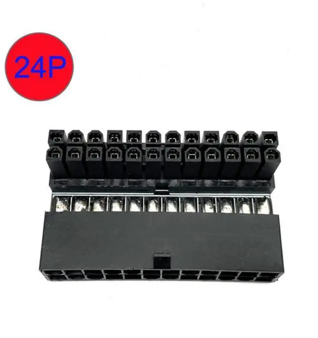 Main image of Computer motherboard ATX power 24-pin to 90 -degree connector for turing and redirecting. Essential wiring component for Dlycomputerassembly.