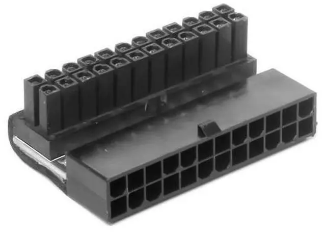 Alt view image 2 of 5 - Computer motherboard ATX power 24-pin to 90 -degree connector for turing and redirecting. Essential wiring component for Dlycomputerassembly.