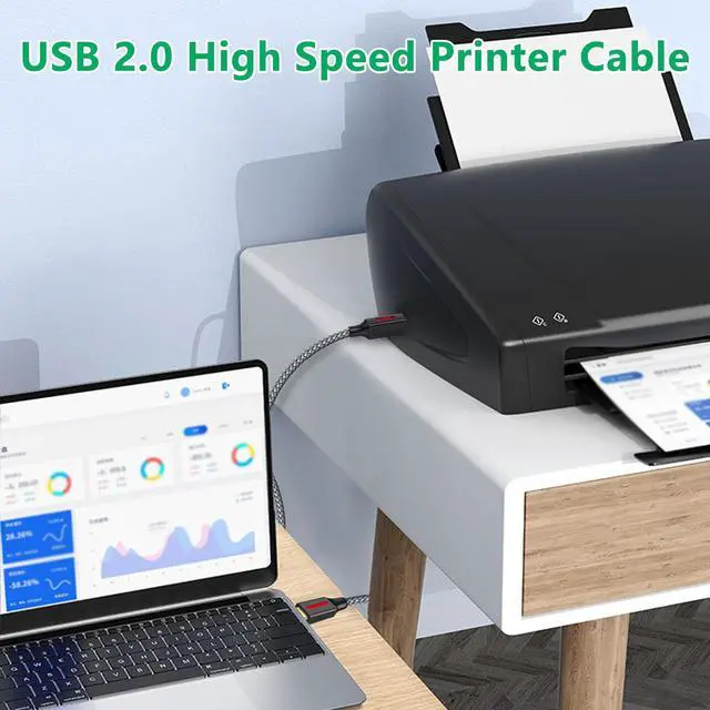 Alt view image 3 of 5 - Type-C printer data cable, USB mobile phone, notebook printing cable, universal electronic keyboard,scannerdata cable 0.6M