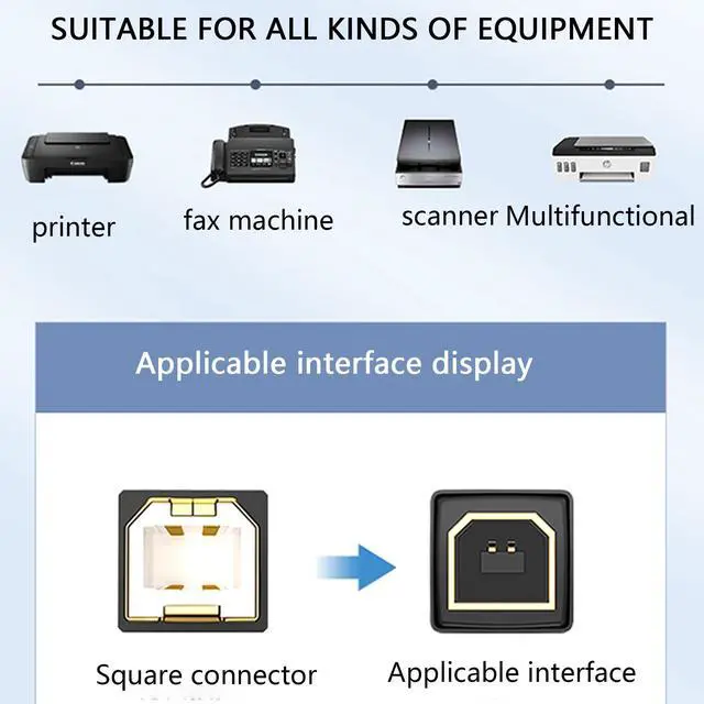 Alt view image 2 of 5 - Type-C printer data cable, USB mobile phone, notebook printing cable, universal electronic keyboard,scannerdata cable 0.6M