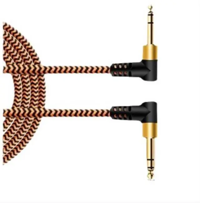 Alt view image 2 of 4 - Gold-plated 6 .35mm stereo male-to-male straight-to-curved connector for Cardioid audio 6.35mm microphone cable  0.3M