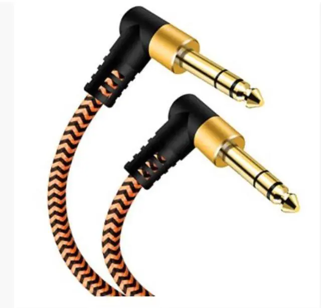 Alt view image 4 of 4 - Gold-plated 6 .35mm stereo male-to-male straight-to-curved connector for Cardioid audio 6.35mm microphone cable  0.3M