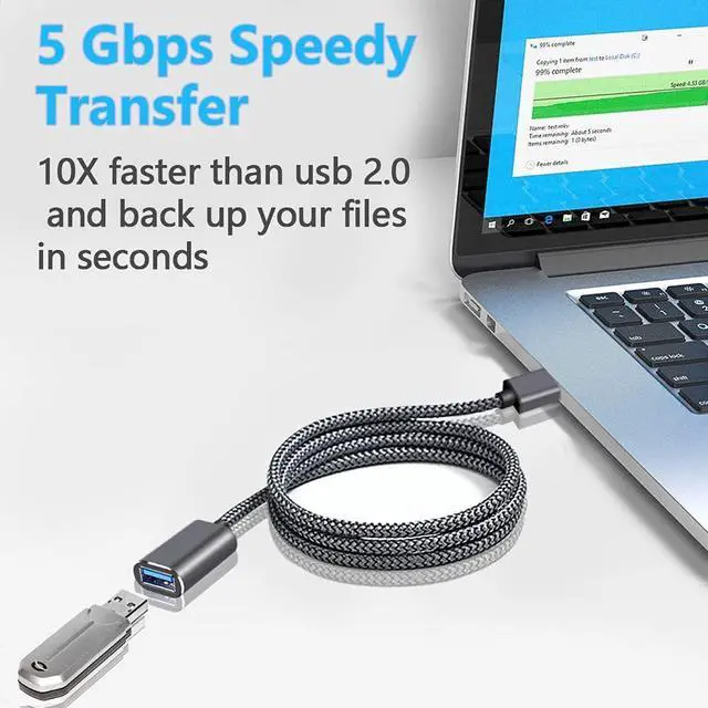 Alt view image 4 of 4 - USB 3.0 extension cable (male to female) for 5GB data transferwoven data cable, game console controllercharging extension cable 0.5M