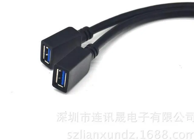 Alt view image 3 of 5 - Motherboard 20-pin male to dual USB 3.0 female extension cable 20P-2AF data cable PCl-E expansionBlade guard line