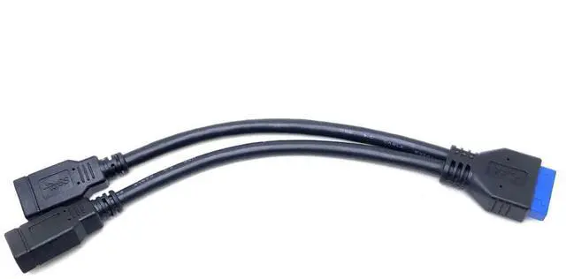 Alt view image 4 of 5 - Motherboard 20-pin male to dual USB 3.0 female extension cable 20P-2AF data cable PCl-E expansionBlade guard line