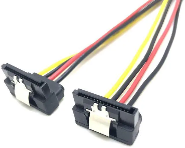 Alt view image 2 of 5 - SATA male connector divided into two SATA female power cables. SATA 15-pinmale connector rotates into two 15-pin female connectors with two split clipsat the end.