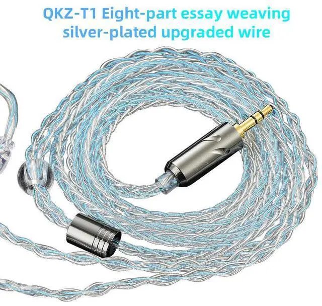 Main image of QKZ Tl Eight-Section Silver Plated Upgrade Cable -Silver Plated Upgrade Cable -3.5mm 0.75mm 2-Pin Headphone Upgrade Cable blue