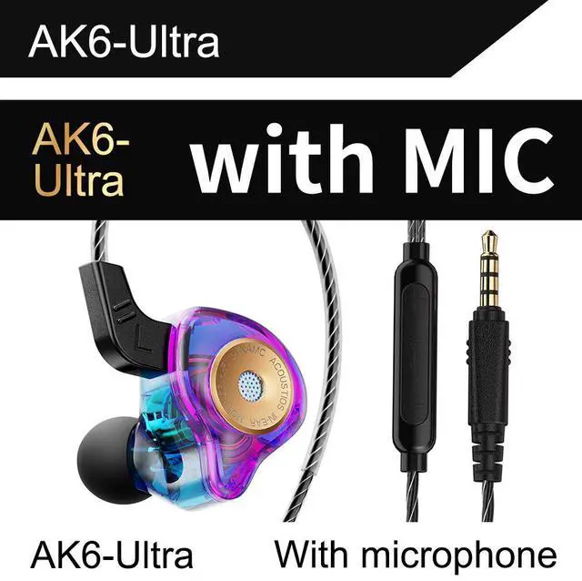 Main image of QKZ AK6-Ultra n-ear Dynamik Transducer Headphones, Mobile Monitoring, Headphones, With Remote Control and Microphone, Fitness RunningHeadphones purple