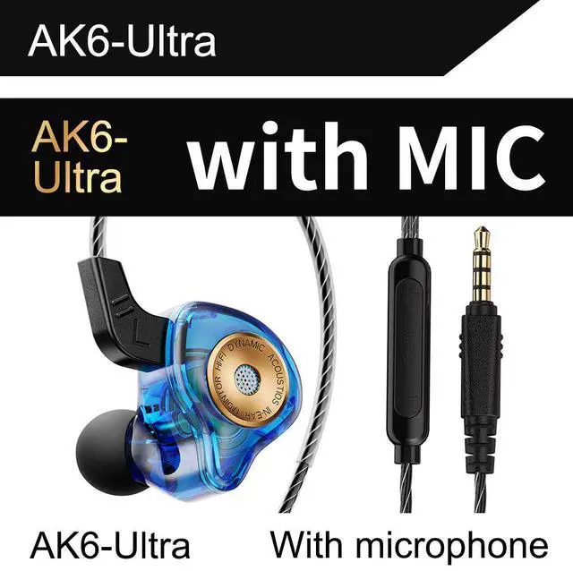Main image of QKZ AK6-Ultra n-ear Dynamik Transducer Headphones, Mobile Monitoring, Headphones, With Remote Control and Microphone, Fitness RunningHeadphones   blue