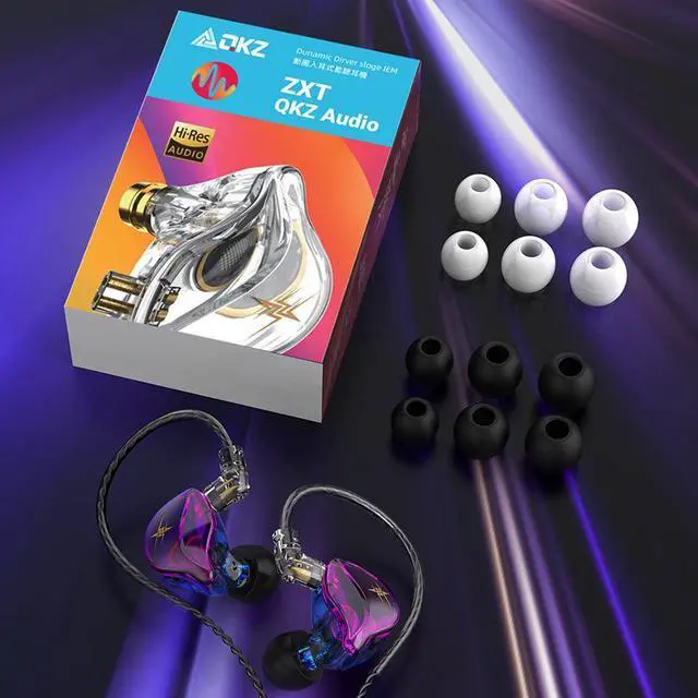 Alt view image 5 of 5 - Sport RunningIn-EarType-ForFirst-Person ShooterGamesQKZ ZXT Monitoring Level Headphones- phonesforComputers- Controland Microphone  Purple