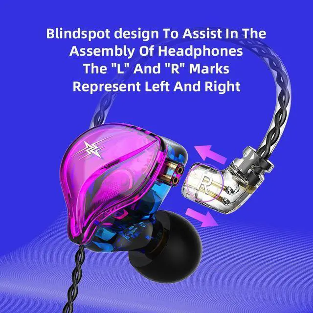 Alt view image 4 of 5 - Sport RunningIn-EarType-ForFirst-Person ShooterGamesQKZ ZXT Monitoring Level Headphones- phonesforComputers- Controland Microphone  Purple