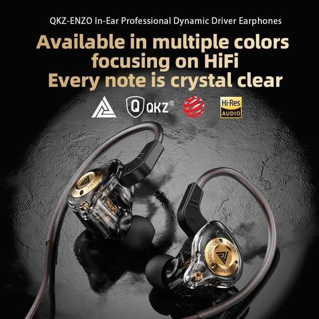 Alt view image 2 of 4 - QKZ ENZ0 Enzo ln-Ear Dynamic Driver Headphones Hifi Sound Bass Line Control Wired Headphones Grey microphone