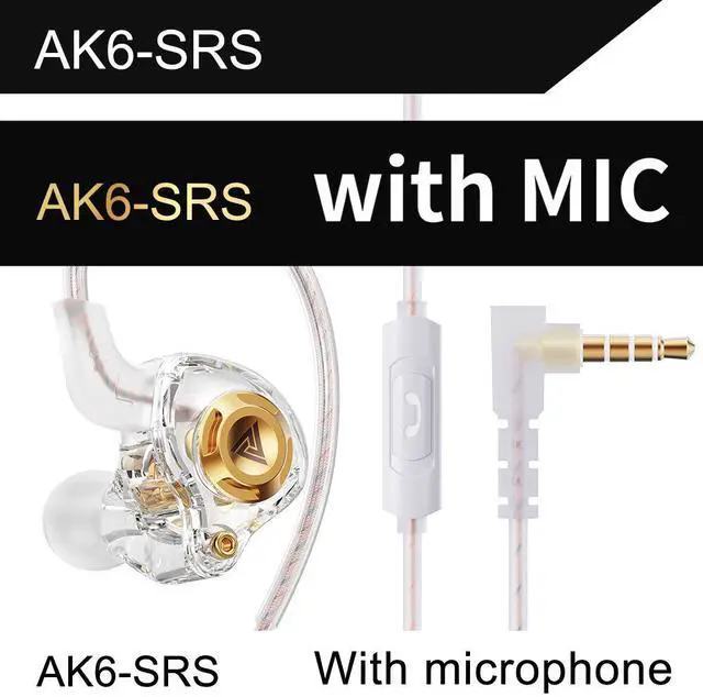 Main image of QKZ AK6 SRS mobile phone head p hones - In-ear dvnamic coil headphones with HiFi sound quality and bass boost. White microphone