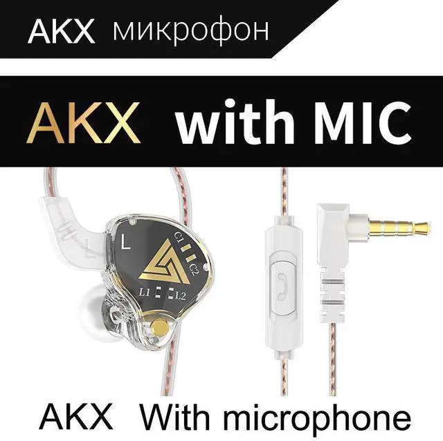 Main image of QKZ AKX Monitoring Level Head phones - Gaming for Computers - Wired Control with Microp hone - Sport Running In-Ear Gaming Head phones Red microphone Black microphone