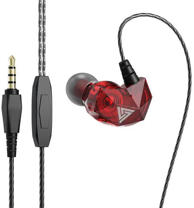 Main image of QKZ AK2 sports running fashionable in-ear diamond headphones for mobile phone music, with powerful bass,      red