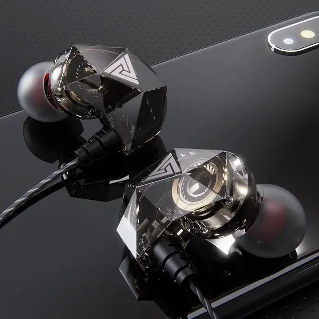 Alt view image 2 of 5 - QKZ AK2 sports running fashionable in-ear diamond headphones for mobile phone music, with powerful bass,    black