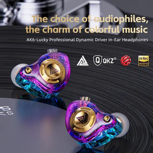 Alt view image 2 of 5 - QKZ AK6 Lucky In-ear Dynamic Transducer Headphones -Plug-and-play headphones with three-leveltuning      black