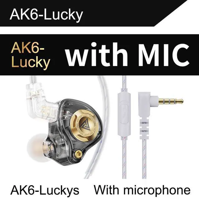 Main image of QKZ AK6 Lucky In-ear Dynamic Transducer Headphones -Plug-and-play headphones with three-leveltuning      black