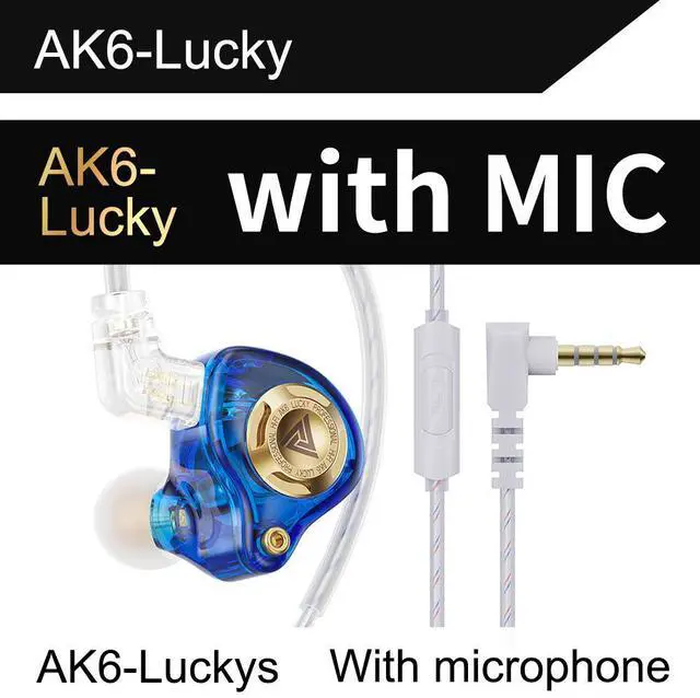 Main image of QKZ AK6 Lucky In-ear Dynamic Transducer Headphones -Plug-and-play headphones with three-leveltuning blue