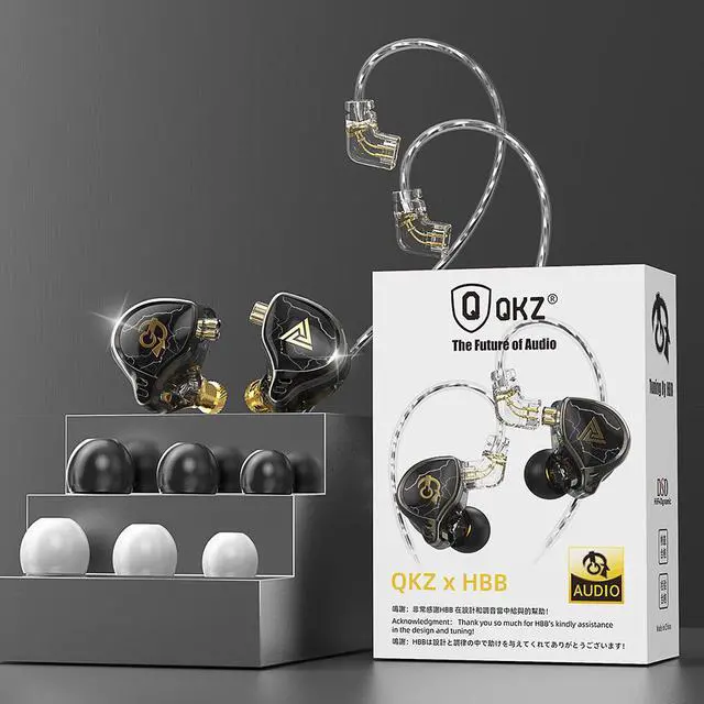 Alt view image 3 of 6 - QKZx HBB in-ear headphones withremote control and microphone, suitable for HlFl music, gaming, and general use, a jointcollaboration product.Black microphone Black